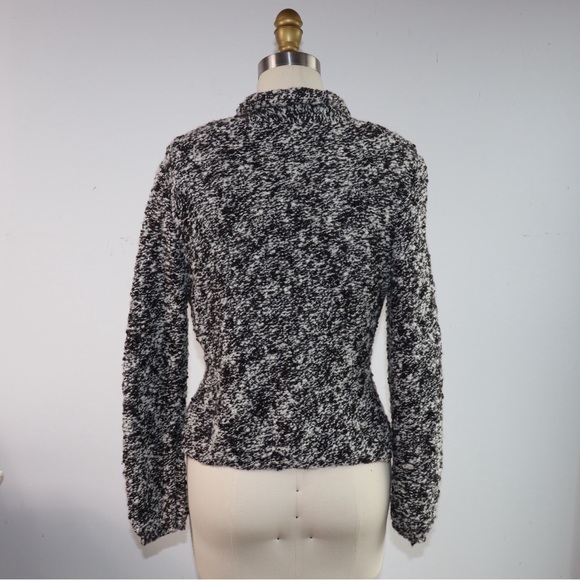 Vintage 90's 100% Italian Wool Hand-Loomed Boucle Cardigan Sweater Jacket - Picture 2 of 13